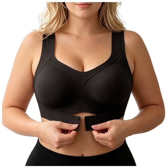Aayomet Posture Bras for Women,Front Closure Seamless Wireless Back Posture Support Push up No Underwire Bralettes