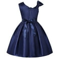 thumbnail image 1 of Aayomet Princess Dress Up Clothes For Little Girls Girls Ruffle Trim Bell Sleeve Tie Waist Fall Midi Fall Dress,Blue 7-8 Years, 1 of 4