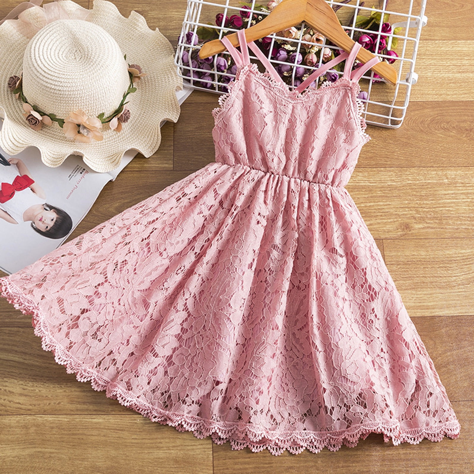 2pcs Baby Girl Pink Ribbed Long-sleeve Splicing Stars Pattern Mesh Bowknot Dress Set