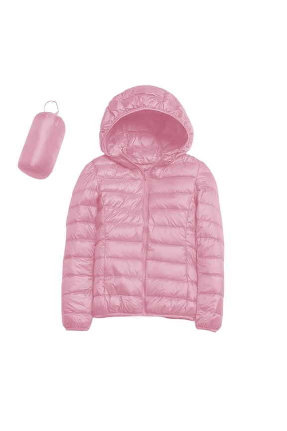 Puffer Jacket for Women Hooded Winter Coat Waterproof Warm Long Puffer Jacket Parka,Pink M