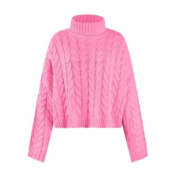 Aayomet Pullover Sweaters for Women Color Casual Pullover Sweater (Pink, M)