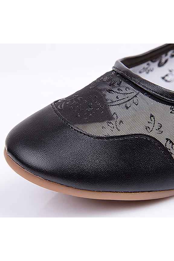 Pumps Shoes Women Women's Middle Heel Mesh Buckle Latin Dance Shoes Single Shoe Dance Shoes,Black 8.5