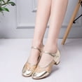 thumbnail image 1 of Aayomet Pumps Shoes Women Women's Middle Heel Mesh Buckle Latin Dance Shoes Single Shoe Dance Shoes,Gold 8, 1 of 4