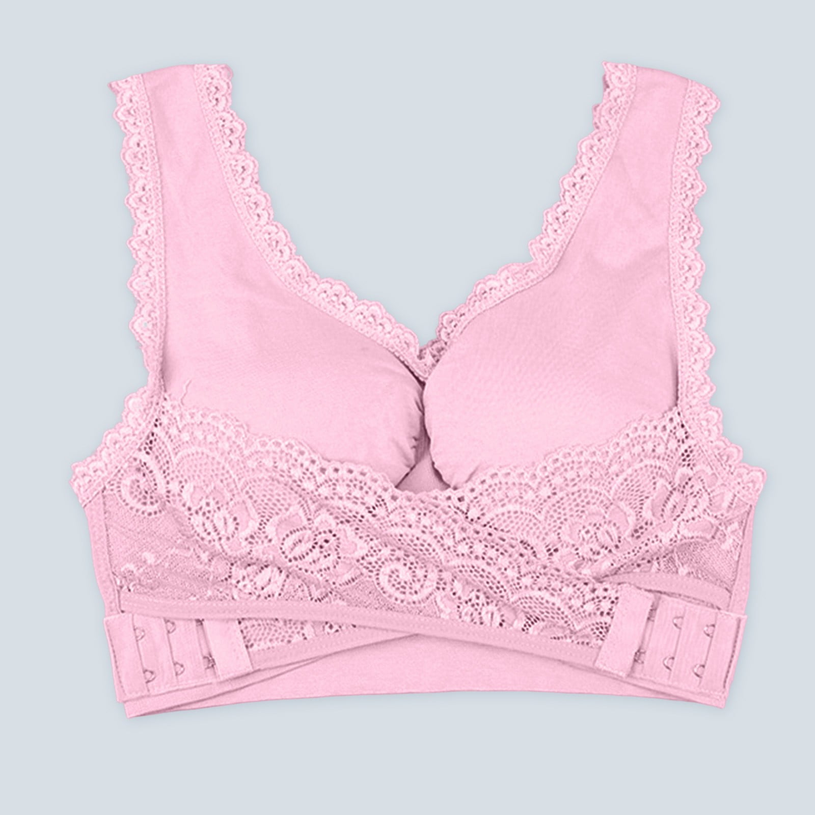 Auden Bra 32AA The Radiant Plunge Push-Up Lace Front Closure Lace Overlay  Pink