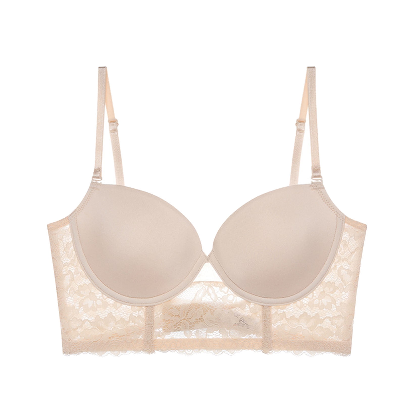 Aayomet Push Up Bras for Women lace tank top underwear thin side fold side  breast gather adjustable bra (Khaki, XL) 