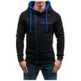 thumbnail image 1 of Aayomet Rain Jacket Men and Winter Hooded Drawstring Zipper Long Sleeve Pocket Coat Slim Jacket for Work Home (Black, M), 1 of 5