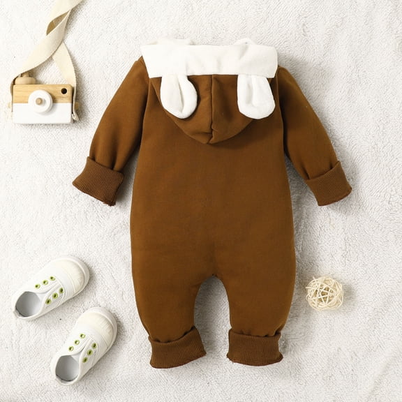 Aayomet Rompers For Baby Boys Baby Girl Plaid Romper Baby Sweatshirt Romper Ruffle Festival Clothes Fall Winter Outfits with Headband,Coffee 6-9 Months