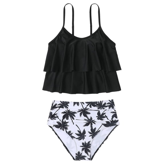 Aayomet Ruffled High Waist Split Two-Piece Swimsuit, G…
