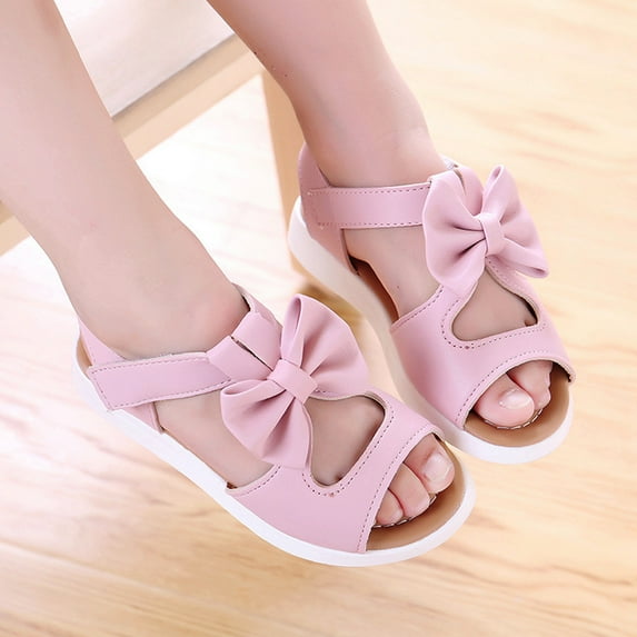 Aayomet Sandals Fashion Kids Princess Bowknot Girls Toddler Shoes Summer Flat Children Girl's shoes Toddler Sandals Size 6 Girls,Pink 8.5 M Toddler