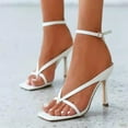 thumbnail image 1 of Aayomet Sandals Shoes Heels Casual Breathable Fashion Toe Lace-up High Women's Thigh High Heels for Women Wide Calf Size 11,White 8, 1 of 4