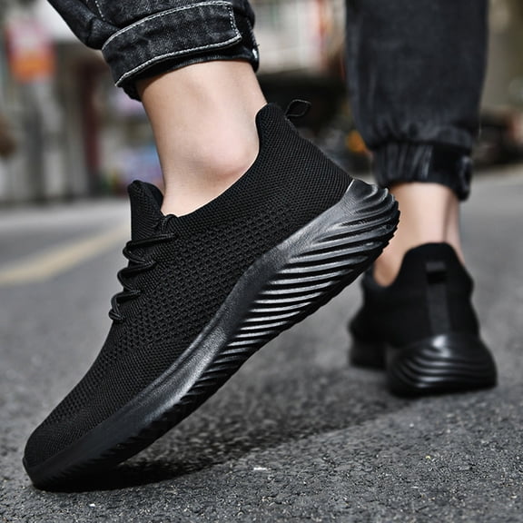 Aayomet Shoes Men Sneakers Men Solid Color Mesh Lace Up Casual Shoes Comfortable Breathable Soft Sole,Black 10.5
