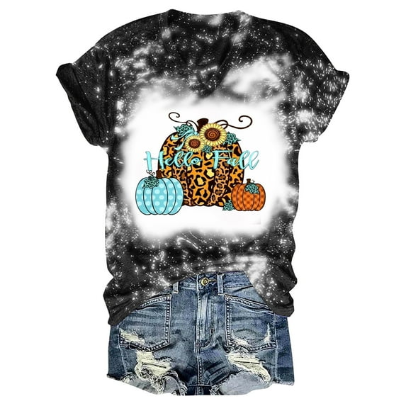 Aayomet Short Sleeve Shirts For Women Women's Cartoon Bear Print Short Sleeve Tee Casual Summer T Shirt Top,Black L