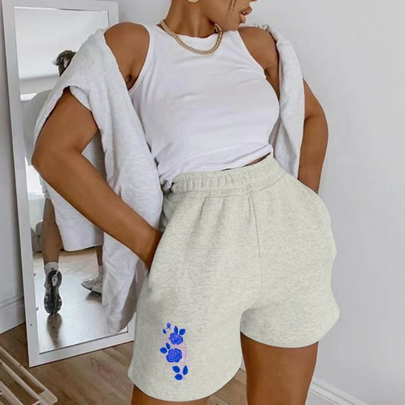 Aayomet Shorts For Women Casual Shorts for Women Hot Sparkly Shiny Shorts with Elastic Drawstring,Gray One Size