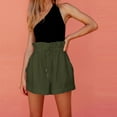 thumbnail image 1 of Aayomet Shorts For Women High Waisted Women's Casual Soft Knit Elastic Waist Bermuda Shorts with Drawstring,Green 3XL, 1 of 4