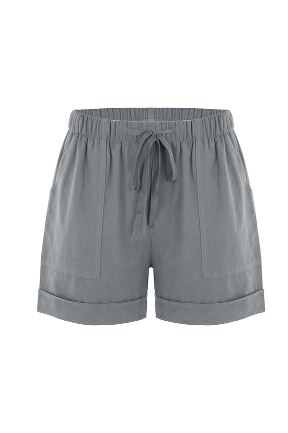 Shorts for Women Shorts Casual Women's Cotton High Waist Casual Pocket Pants Loose Straight Leg Fashion Sports Pants,Gray M