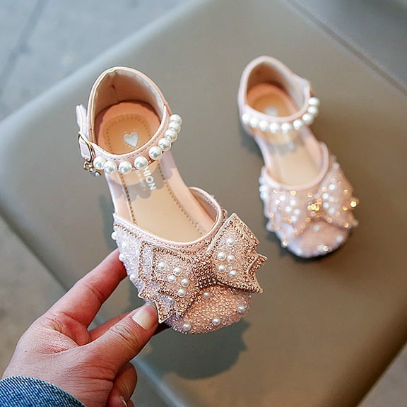 Aayomet Single Princess Kids Bowknot Dancing Pearl Shoes Shoes Shoes Girls Sandals Shoes Rose Little Girl Shoes,Pink 3