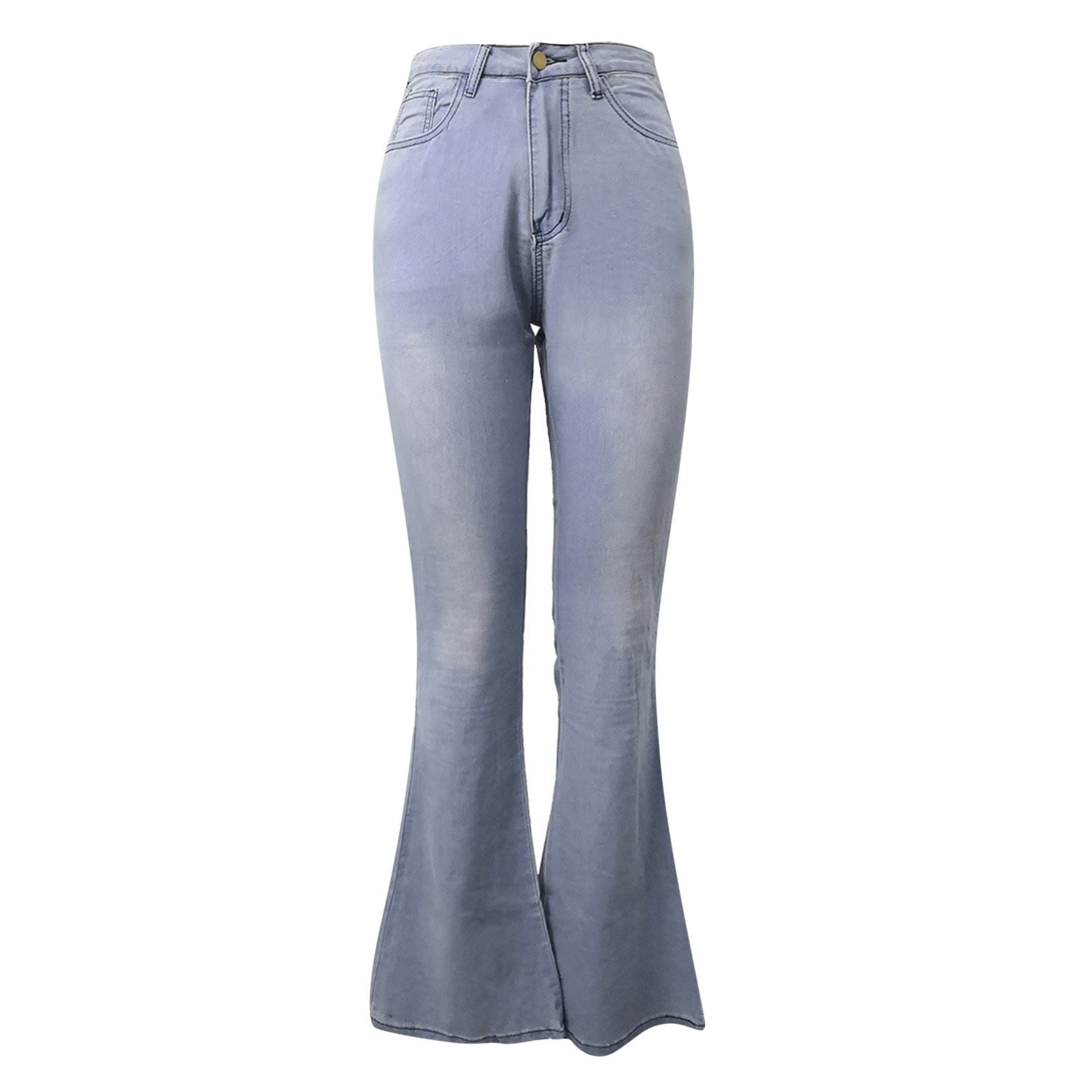 Aayomet Size 20 Pants for Women Trendy Clothes Women Bell Bottom Jeans High Street Baby Blue Plus Size Flared Jeans Light Blue XXL
