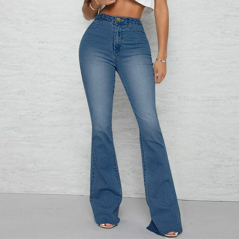 Women's High Waisted Leather Look Flared Trousers