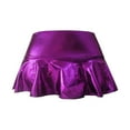 thumbnail image 1 of Aayomet Skirts For Women Trendy Short Mini Skirts For Women Trendy High Waisted Leather Pleated Solid Ruffle Skirt,Purple Small, 1 of 4