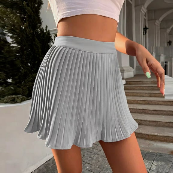 Aayomet Skirts For Women Women's Stretchy Pencil Skirt Side Pleated Business Skirts with Belt,Gray M