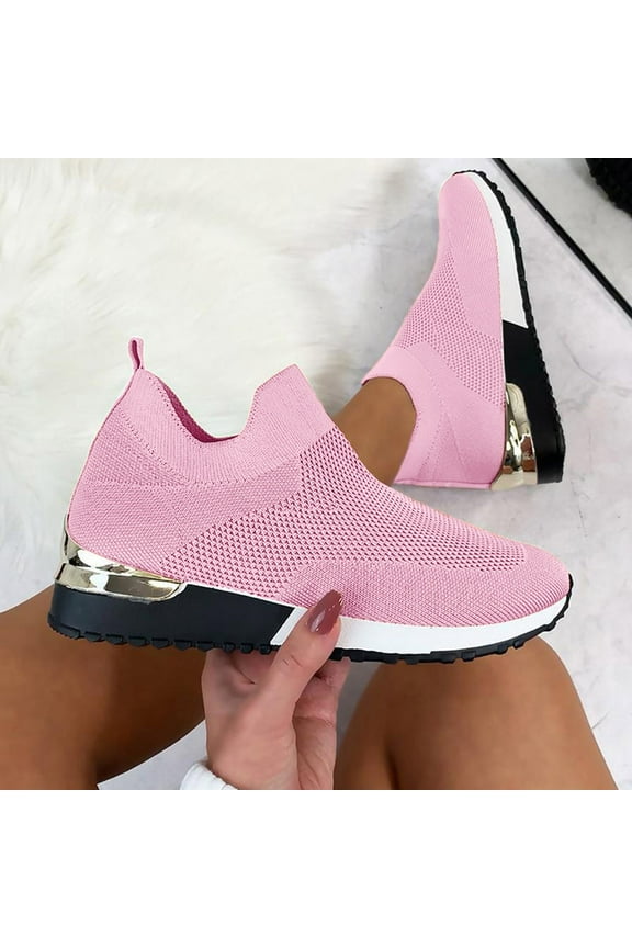 Slip on Sneakers Women Mesh Sports Outdoor Shoes Color Runing Solid Shoes Women Breathable Women's,Pink 8.5