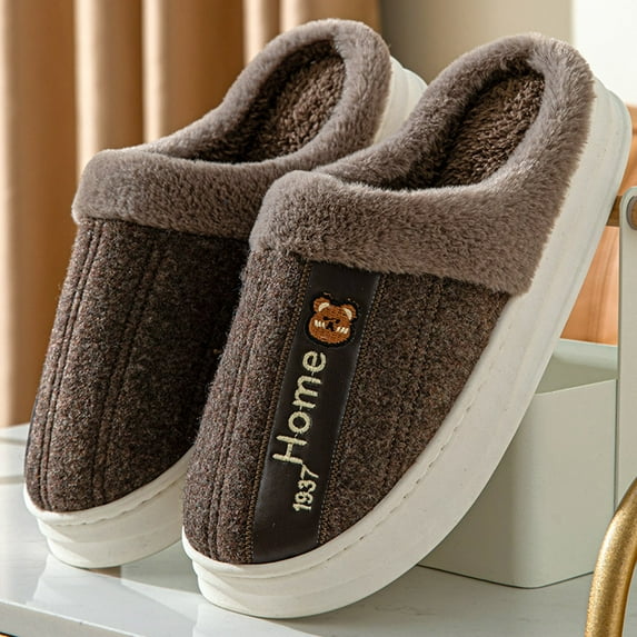 Aayomet Slippers for Men Indoor and Outdoor Cartoon Cute Fashion Soft Sole Warm Home Cotton Slippers (Coffee, 9.5)