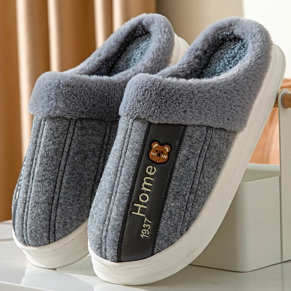 Aayomet Slippers for Men Indoor and Outdoor Cartoon Cute Fashion Soft Sole Warm Home Cotton Slippers (Gray, 8.5)