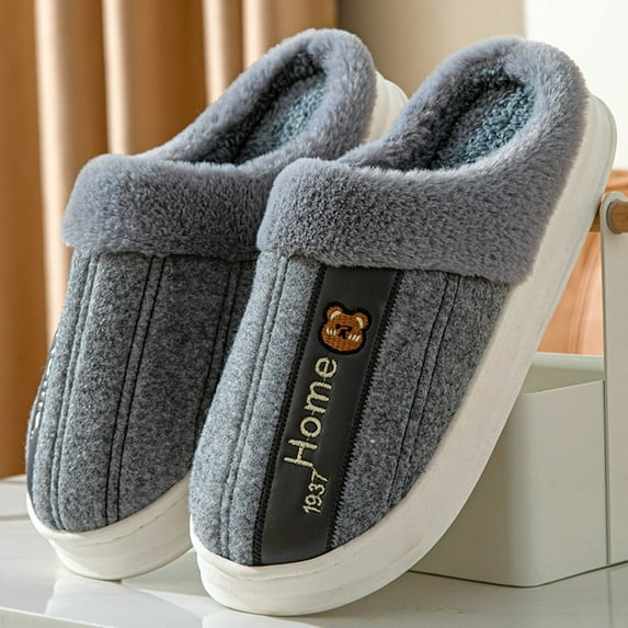 Aayomet Slippers for Men Indoor and Outdoor Cartoon Cute Fashion Soft Sole Warm Home Cotton Slippers (Gray, 9.5)