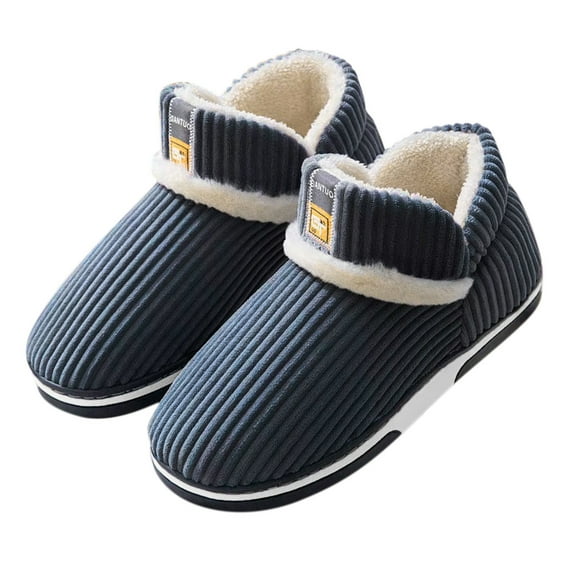Aayomet Slippers for Men Indoor and Outdoor Slippers Winter Home Cotton Slippers Fashion Cute Printed Thermal Slippers (Navy, 10.5)