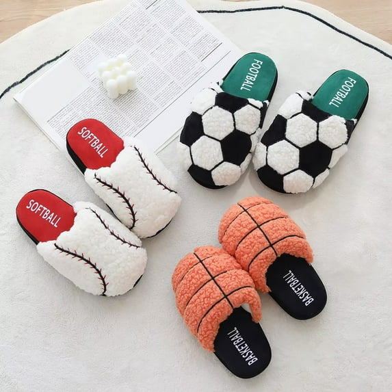 Aayomet Slippers for Women Football Basketball Baseball Parent Child Slippers Cute Indoor Non Slip Home Slippers (B, M)