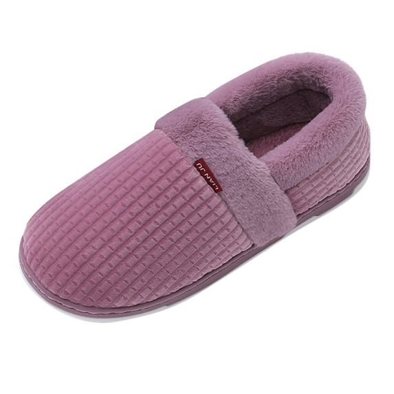 Aayomet Slippers for Women Indoor and Outdoor Slip on House Slippers Warm Soft Flannel Lining Bedroom Slippers,Purple 40-41