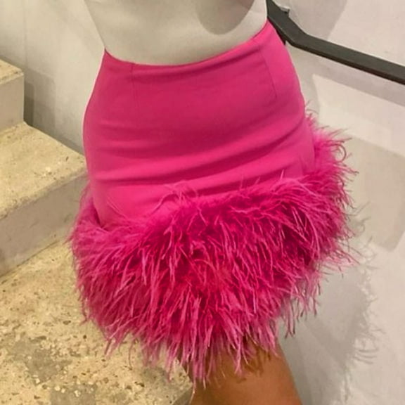 Aayomet Sparkly Skirt Womens Basic Foldable High Waist Regular and Plus Size Maxi Skirts,Hot Pink L