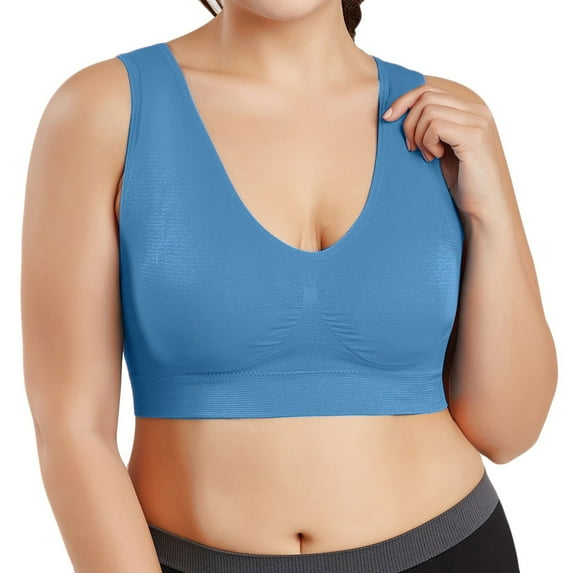 Aayomet Sports Bra Bra Plus Bra Ultra Thin Size Full Cup Tops Large Color Sports Women Bra Women's Blouse,Blue 6X-Large
