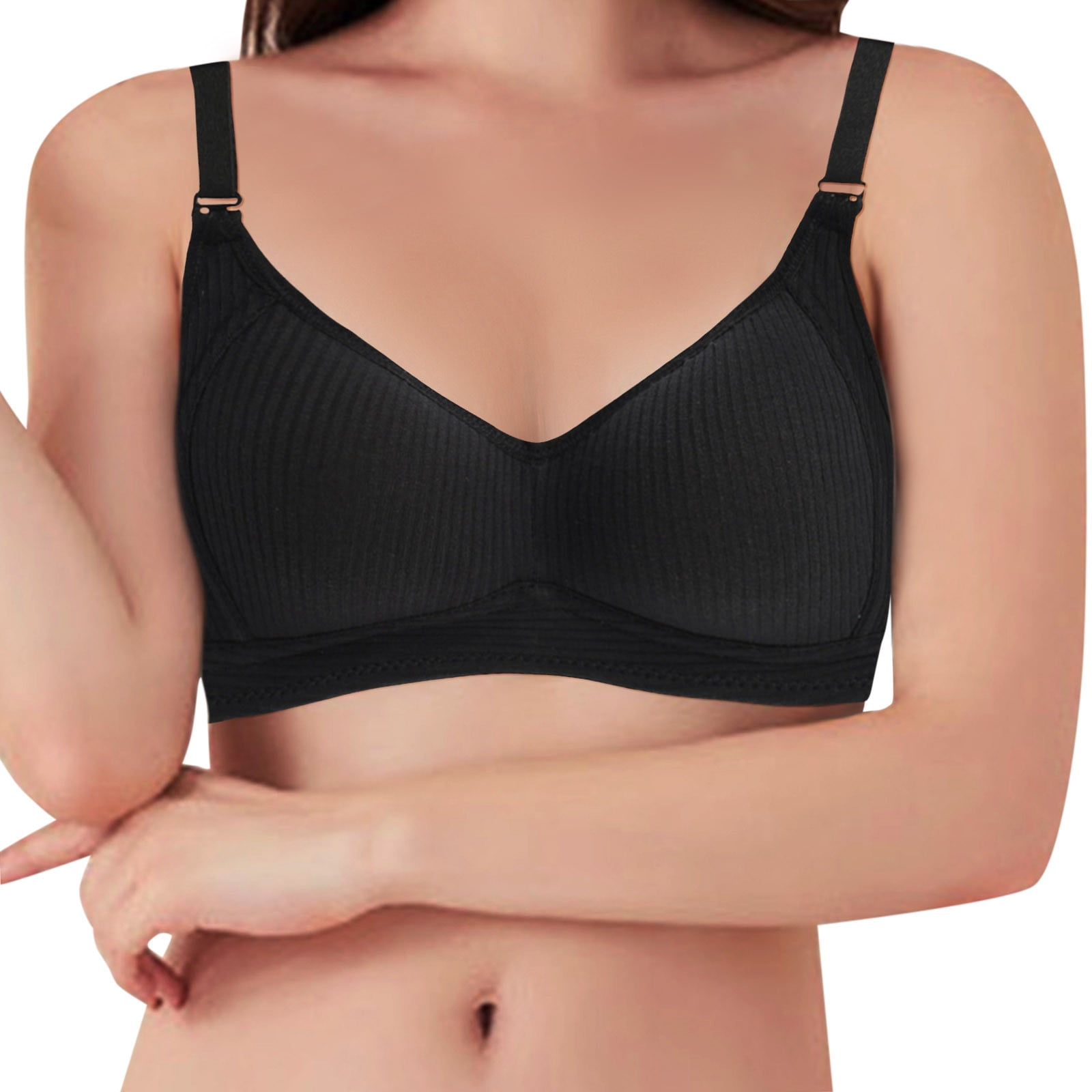 Aayomet Sports Bra for Women Women's Comfort Revolution Full-Coverage  Wireless Bra, Wirefree T-Shirt Bra,Black 36 