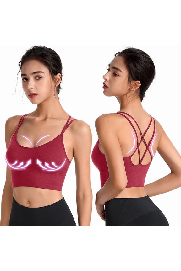 Sports Bras For Women Womens Back Sport Bras Padded Strappy Cropped Bras For Yoga Workout Fitness Bras,Red XX-Large