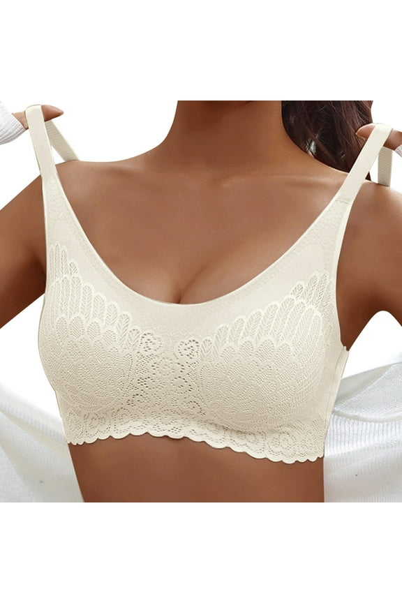 Sports Bras Women's No Steel Ring Gathering Sleep Latex Underwear Bar,White Large