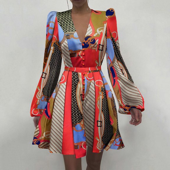 Aayomet Spring Dresses For Women Women's 2024 Bohemian Floral Printed Wrap V Neck Short Sleeve Split Beach Party Maxi Dress,Red XL