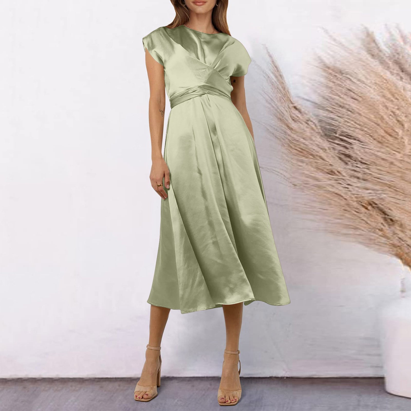 light green spring dress Audrey Sage Green Sleeveless A-Line Mini Dress