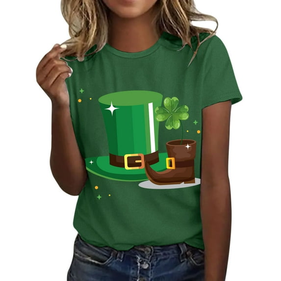Aayomet St Patrick's Day Blouses for Women Fashion 2023 Women's Deep V T-Shirt Summer Short Sleeve Loose Casual Top,Green M