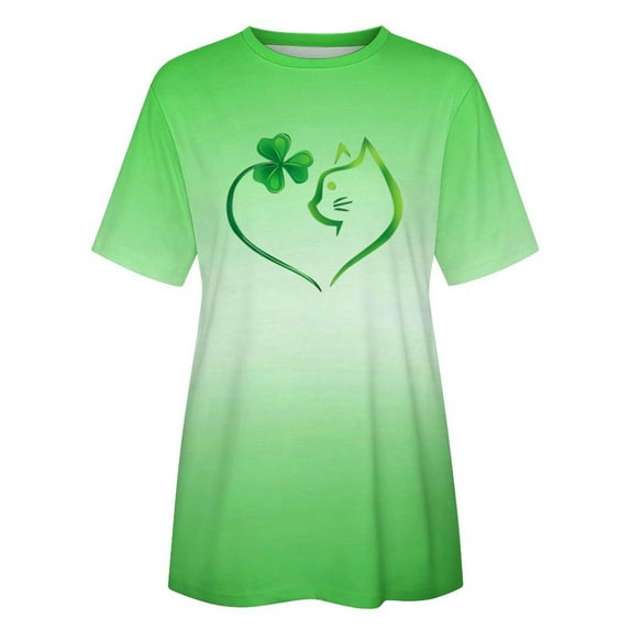 Aayomet St Patrick's Day Blouses for Women Fashion 2023 Womens Summer Tops Lightweight Short Sleeve Tshirts Crewneck Split Side,F S