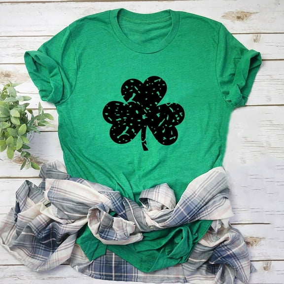 Aayomet St Patrick's Day Casual Tops For Women Womens Summer Casual Short Sleeve Tunic Tops Ruffle Button Loose Blouse T-Shirts,Army Green M