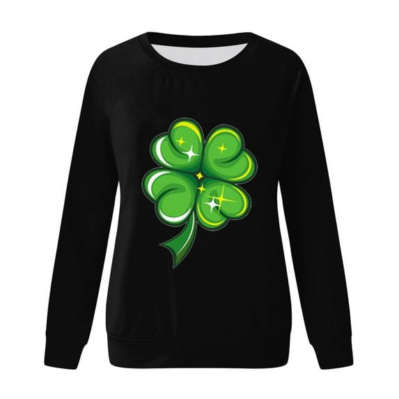 Aayomet St Patrick's Day Crewneck Sweatshirts Graphic Women's Long Sleeve V Neck Button Quilted Patchwork Pullover Sweatshirt Tops,Black XL