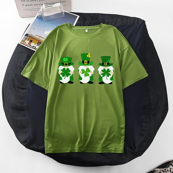 Aayomet St Patrick's Day Crop Tops For Women Womenâs -T Short Sleeve V-Neck T-Shirt,Green L