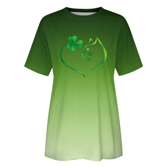 Aayomet St Patrick's Day Cute Tops For Women Summer Tops for Women V Neck Short Sleeve T Shirt Loose Fit Ruffle Peplum Tops ,H S