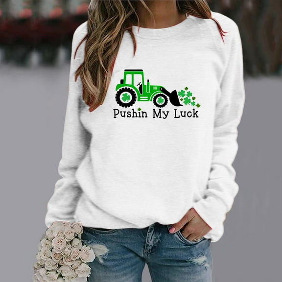 Aayomet St Patrick's Day Fall Clothes for Women 2023 Womens Cute Hockey Graphic Sweatshirt Hockey Lover Gift Long Sleeve Crewneck Pullover Sweatshirt Fall Clothes,White L
