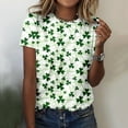 thumbnail image 1 of Aayomet St Patrick's Day Short Sleeve Shirts For Women Women's Cute Juniors Tops Teen Girl Tee Funny T Shirt,Beige XL, 1 of 4