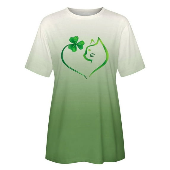 Aayomet St Patrick's Day T Shirts For Women Womens Summer Shirt V Neck Casual Tshirts Puff Sleeve Tops for Women,G XL