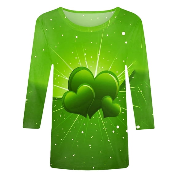 Aayomet St Patrick's Day T Shirts For Women Womens Summer Tops Ruffle Short Sleeve V Neck T-Shirts Casual Loose Fit,Green L