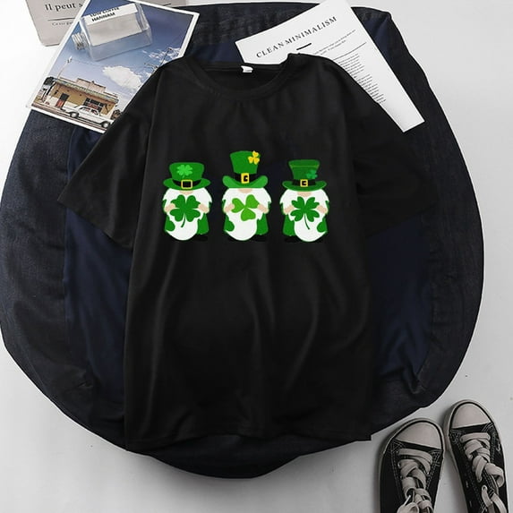 Aayomet St Patrick's Day Tops For Women Casual Fall Womens Casual Tshirts Short Sleeve Scoop Neck Long Fitted Tops Plain T Shirts,Black XXL