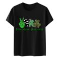 thumbnail image 1 of Aayomet St Patrick's Day Tops For Women Casual Women's Casual Short Sleeve Crew Neck Basic Crop Top T Shirts,Black XL, 1 of 3